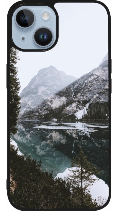 iPhone 15 Case Hülle - Silikon schwarz Winter 22 snowy mountain and lake