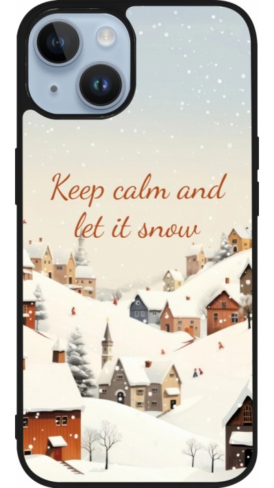 Coque iPhone 15 - Silicone rigide noir Winter 25 Winter Keep calm and let it snow