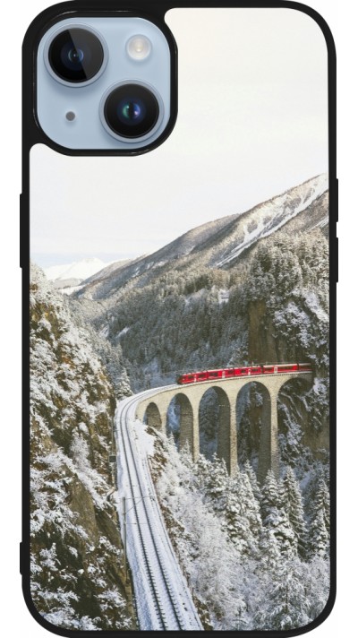 Coque iPhone 15 - Silicone rigide noir Winter 25 Winter polar express