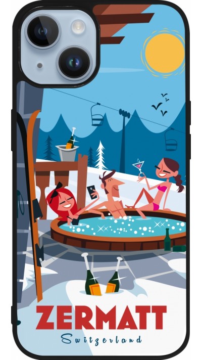 iPhone 15 Case Hülle - Silikon schwarz Zermatt Mountain Jacuzzi