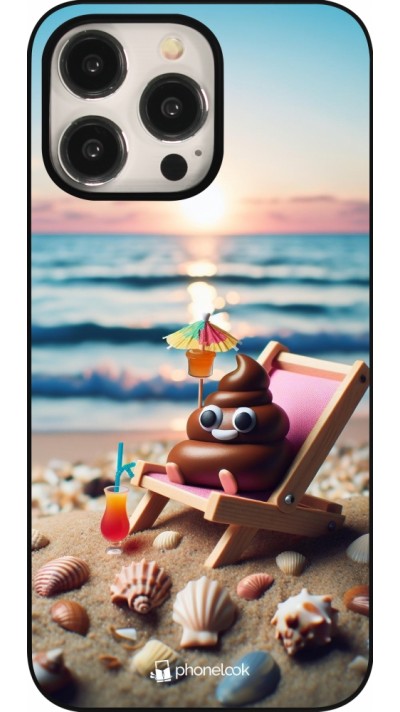 iPhone 15 Pro Max Case Hülle - Kackhaufen Emoji auf Liegestuhl