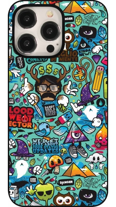 iPhone 15 Pro Max Case Hülle - Mixed Cartoons Turquoise