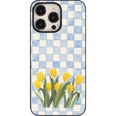 Coque iPhone 15 Pro Max - Blue vichy tulips 2026