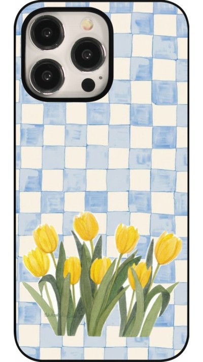 Coque iPhone 15 Pro Max - Blue vichy tulips 2026
