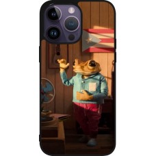 Coque iPhone 15 Pro Max - Silicone rigide noir Dancing frog DTMF