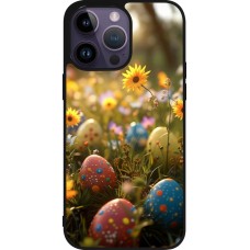 Coque iPhone 15 Pro Max - Silicone rigide noir Easter 2026 Decorated eggs