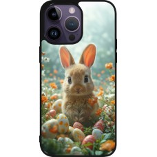 Coque iPhone 15 Pro Max - Silicone rigide noir Easter 2026 Rabbit in the garden
