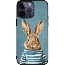 Coque iPhone 15 Pro Max - Silicone rigide noir Easter 2026 Rabbit navy