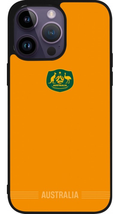 Coque iPhone 15 Pro Max - Silicone rigide noir Maillot de football Australie 2026 personnalisable