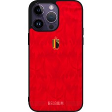 Coque iPhone 15 Pro Max - Silicone rigide noir Maillot de football Belgique 2026 personnalisable