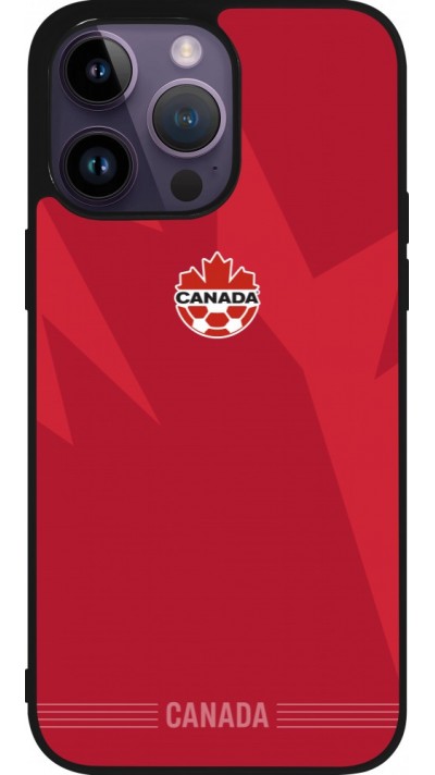 Coque iPhone 15 Pro Max - Silicone rigide noir Maillot de football Canada 2026 personnalisable