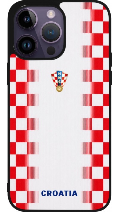 Coque iPhone 15 Pro Max - Silicone rigide noir Maillot de football Croatie 2026 personnalisable