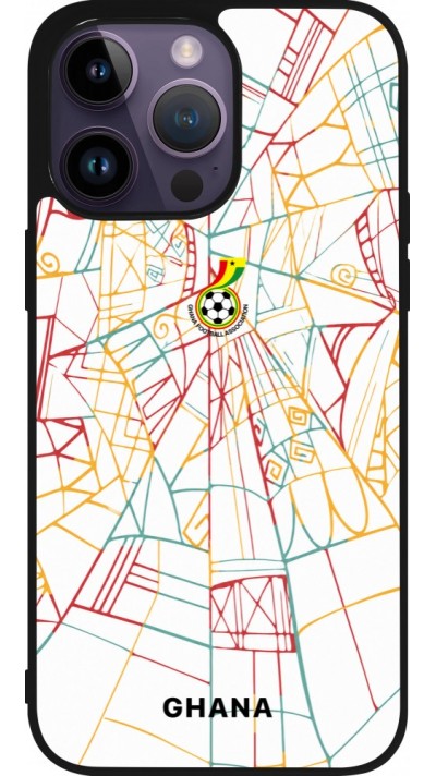 Coque iPhone 15 Pro Max - Silicone rigide noir Maillot de football Ghana 2026 personnalisable