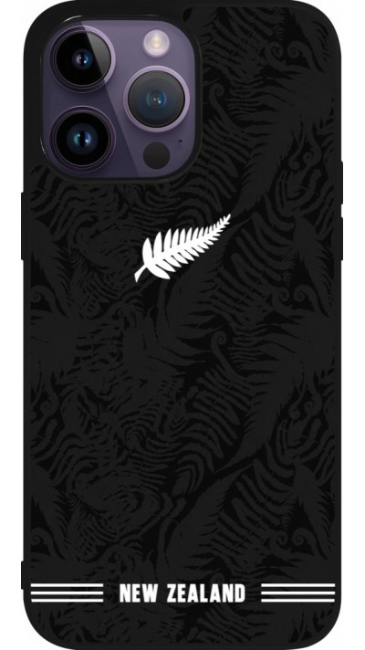 Coque iPhone 15 Pro Max - Silicone rigide noir Maillot de football Nouvelle-Zélande 2026 personnalisable