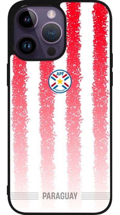 Coque iPhone 15 Pro Max - Silicone rigide noir Maillot de football Paraguay 2026 personnalisable