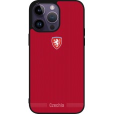 Coque iPhone 15 Pro Max - Silicone rigide noir Maillot de football Répuplique Tchèque 2026 personnalisable