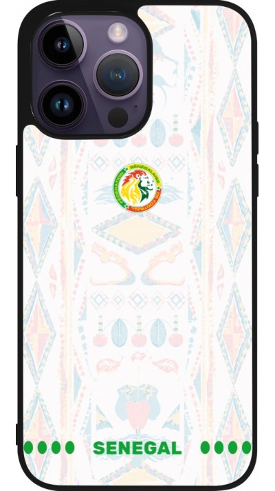 Coque iPhone 15 Pro Max - Silicone rigide noir Maillot de football Sénégal 2026 personnalisable