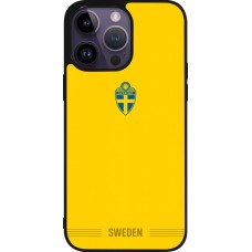 Coque iPhone 15 Pro Max - Silicone rigide noir Maillot de football Suède 2026 personnalisable