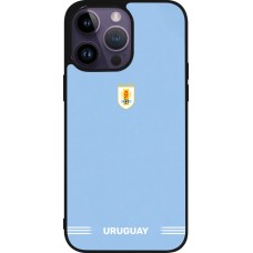 Coque iPhone 15 Pro Max - Silicone rigide noir Maillot de football Uruguay 2026 personnalisable