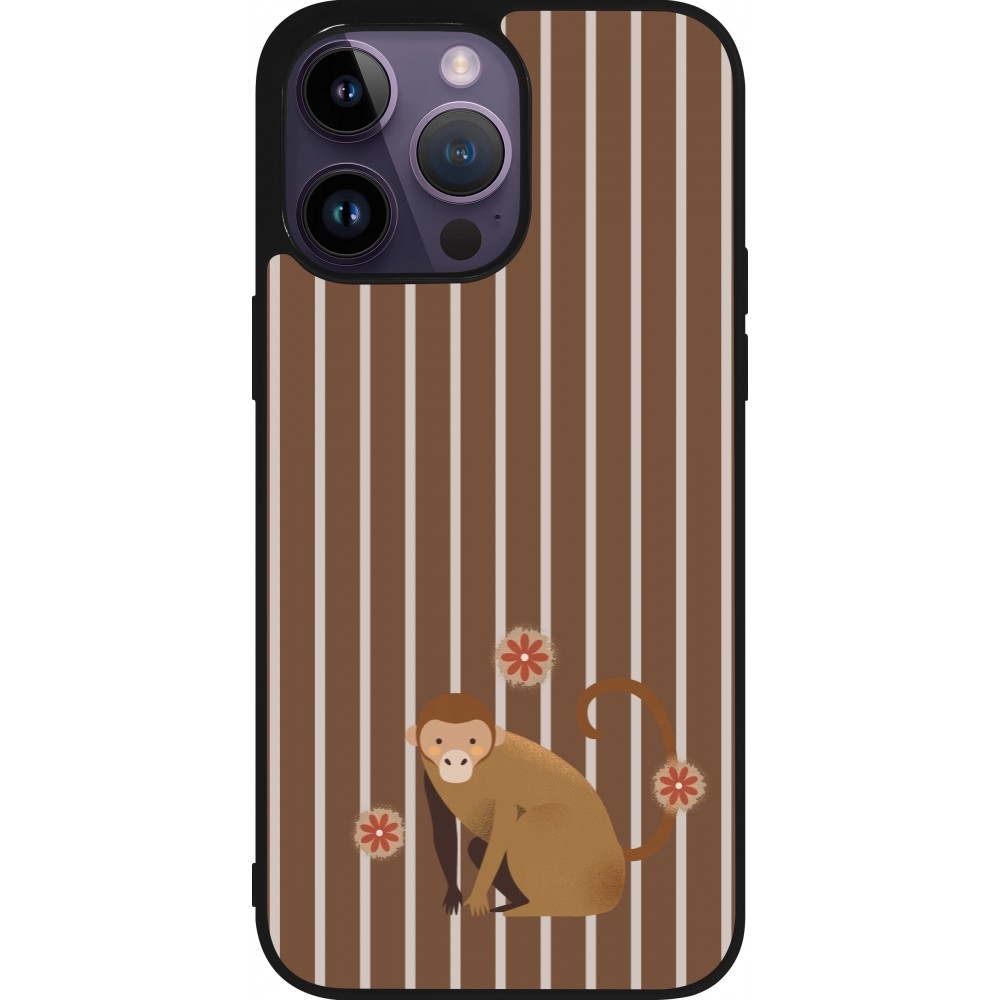 iPhone 15 Pro Max Case Hülle - Silikon schwarz Monkey with stripes