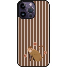 iPhone 15 Pro Max Case Hülle - Silikon schwarz Monkey with stripes