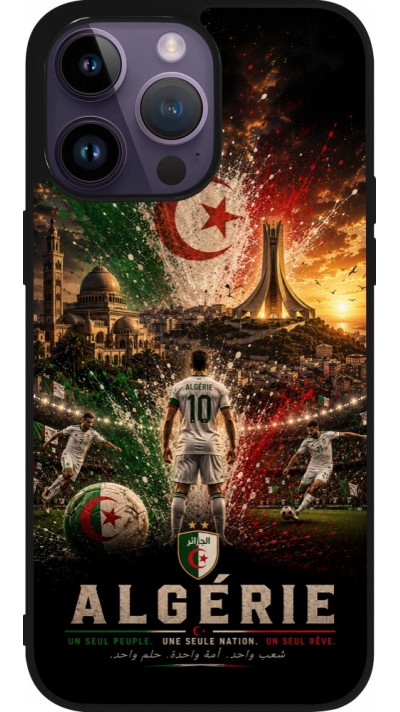 Coque iPhone 15 Pro Max - Silicone rigide noir Football Algérie splash 2026