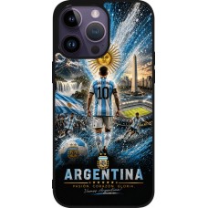 Coque iPhone 15 Pro Max - Silicone rigide noir Football Argentine splash 2026