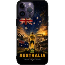 Coque iPhone 15 Pro Max - Silicone rigide noir Football Australie splash 2026