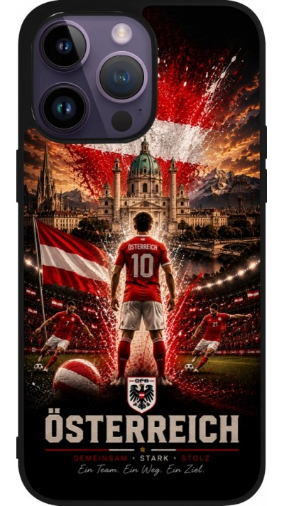 Coque iPhone 15 Pro Max - Silicone rigide noir Football Autriche splash 2026