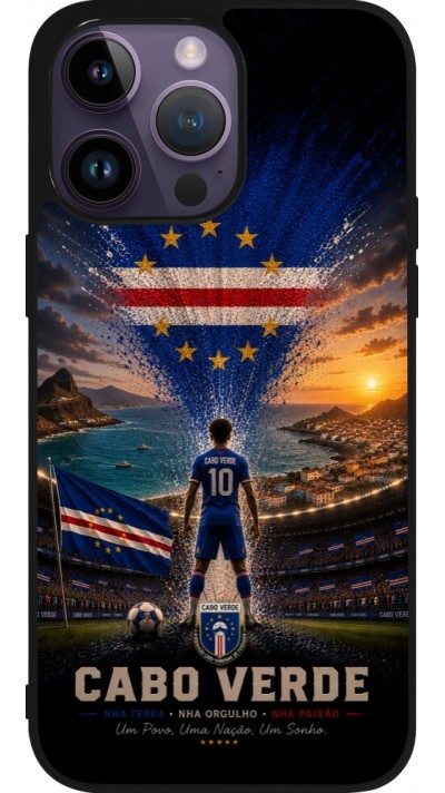 Coque iPhone 15 Pro Max - Silicone rigide noir Football Cap-Vert splash 2026