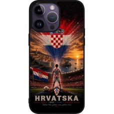 Coque iPhone 15 Pro Max - Silicone rigide noir Football Croatie splash 2026