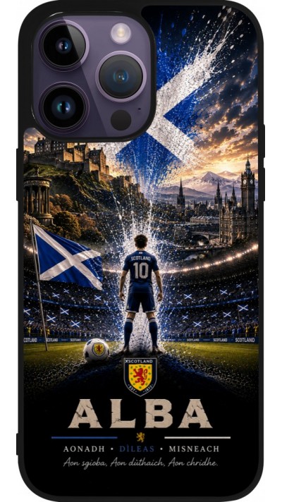 Coque iPhone 15 Pro Max - Silicone rigide noir Football Écosse splash 2026