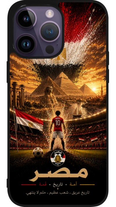 Coque iPhone 15 Pro Max - Silicone rigide noir Football Égypte splash 2026