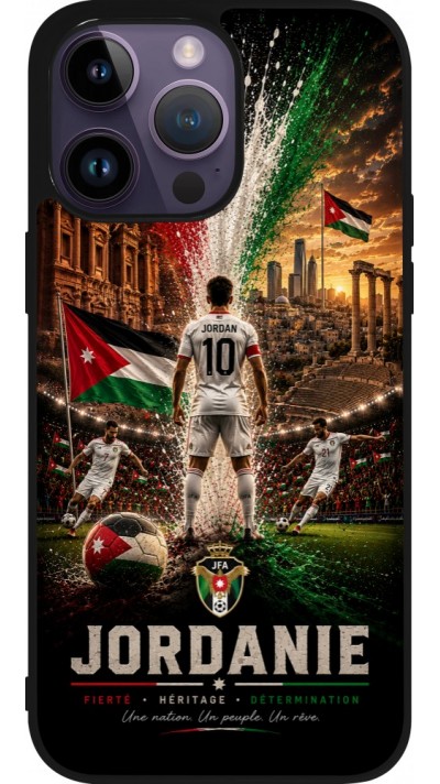 Coque iPhone 15 Pro Max - Silicone rigide noir Football Jordanie splash 2026