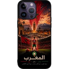 Coque iPhone 15 Pro Max - Silicone rigide noir Football Maroc splash 2026