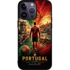 Coque iPhone 15 Pro Max - Silicone rigide noir Football Portugal splash 2026