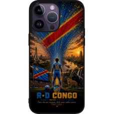 Coque iPhone 15 Pro Max - Silicone rigide noir Football République démocratique du Congo splash 2026