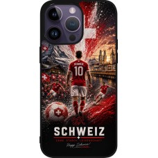 Coque iPhone 15 Pro Max - Silicone rigide noir Football Schweiz splash 2026