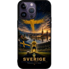 Coque iPhone 15 Pro Max - Silicone rigide noir Football Suède splash 2026