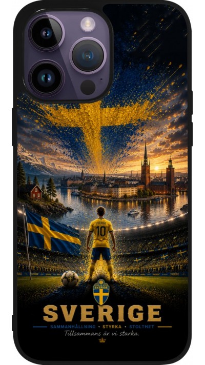 Coque iPhone 15 Pro Max - Silicone rigide noir Football Suède splash 2026