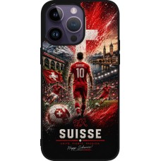 Coque iPhone 15 Pro Max - Silicone rigide noir Football Suisse splash 2026