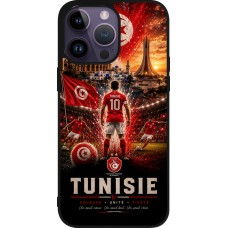 Coque iPhone 15 Pro Max - Silicone rigide noir Football Tunisie splash 2026