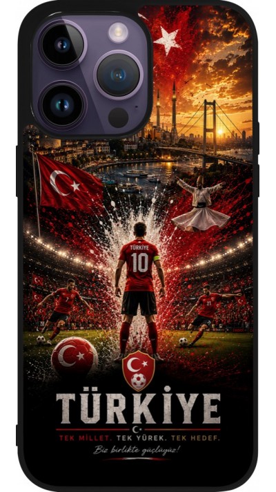 Coque iPhone 15 Pro Max - Silicone rigide noir Football Turquie splash 2026