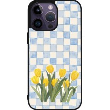 Coque iPhone 15 Pro Max - Silicone rigide noir Blue vichy tulips 2026