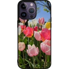 Coque iPhone 15 Pro Max - Silicone rigide noir Tulips 2026