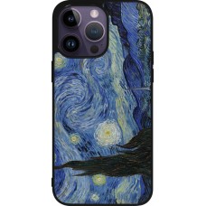 Coque iPhone 15 Pro Max - Silicone rigide noir Tableau art - La Nuit étoilée - Van Gogh