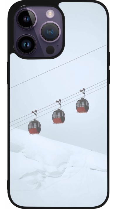 Coque iPhone 15 Pro Max - Silicone rigide noir Winter 22 ski lift