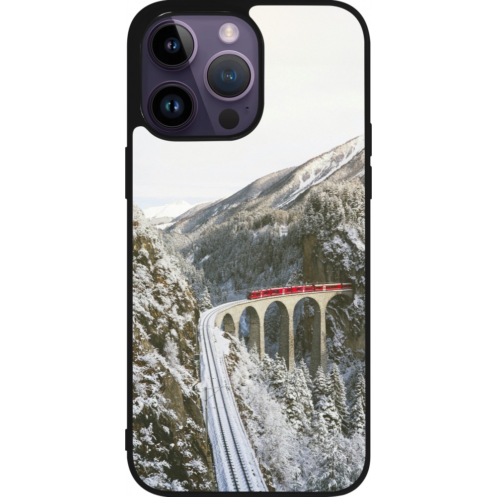 iPhone 15 Pro Max Case Hülle - Silikon schwarz Winter 25 Winter polar express