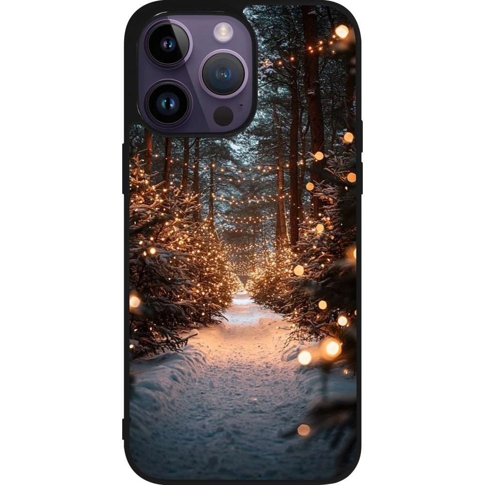 iPhone 15 Pro Max Case Hülle - Silikon schwarz Winter 25 Winter snowy road