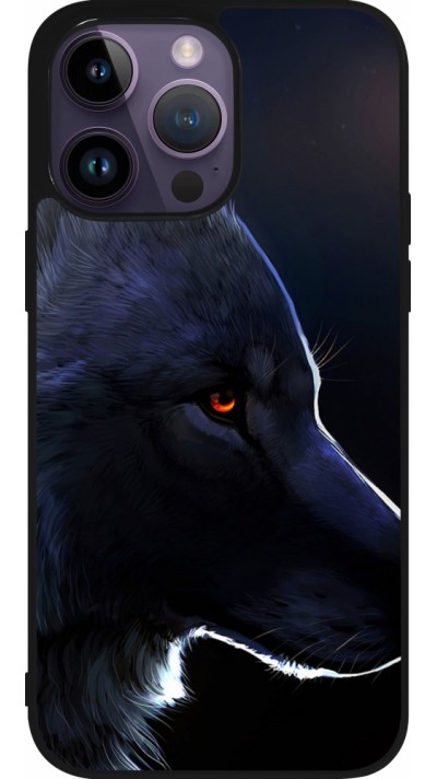 Coque iPhone 15 Pro Max - Silicone rigide noir Wolf Shape